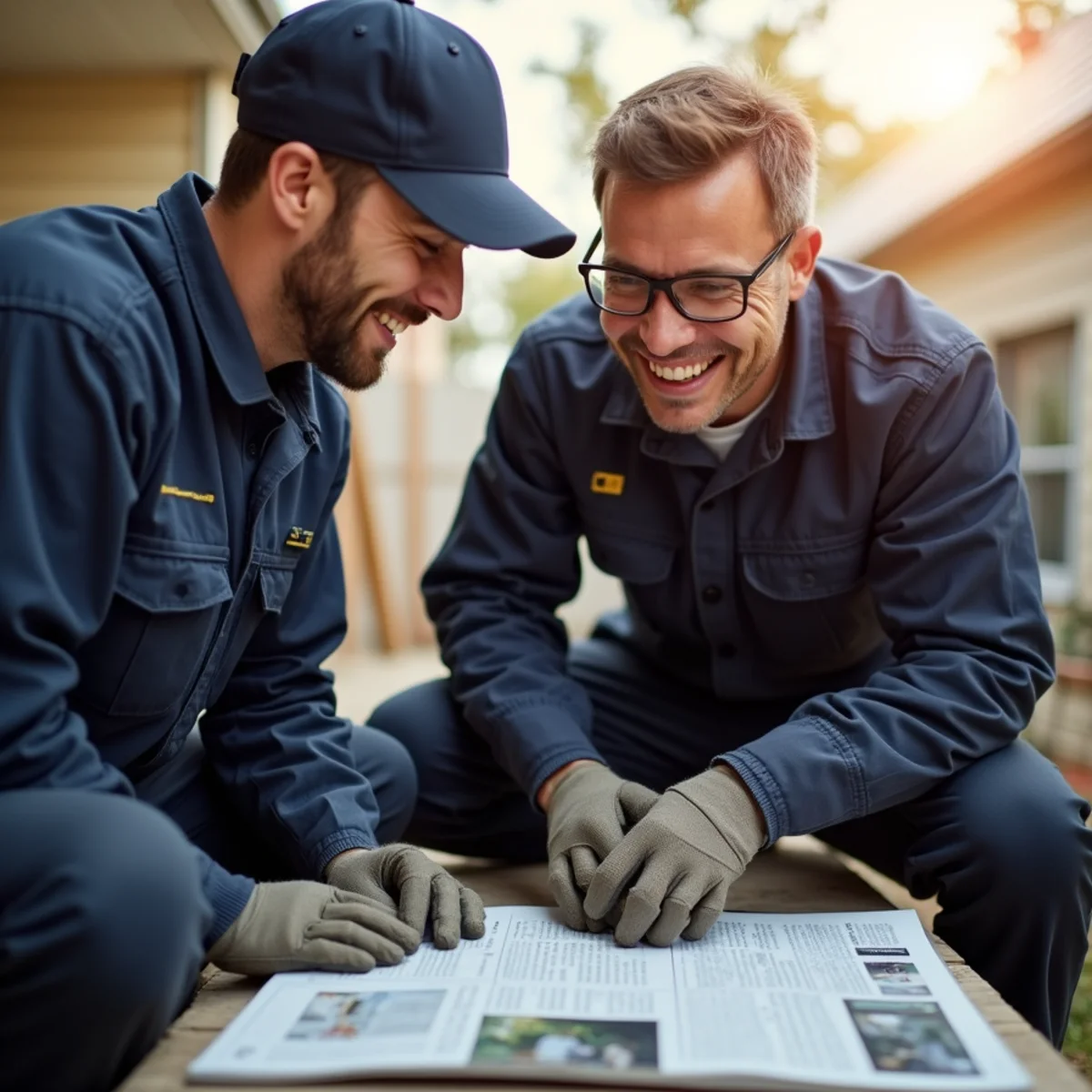 Technician explaining completed Burst & Frozen Pipes maintenance to homeowner