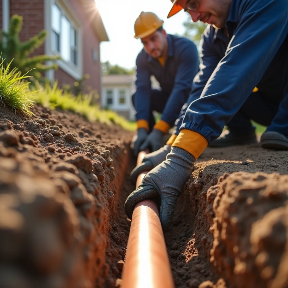 Trenchless copper water service line replacement in older home