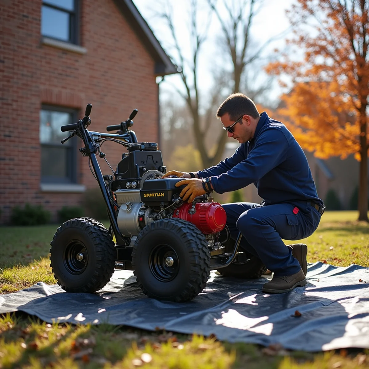 Heavy-duty Spartan sewer rodding machine with root-cutting head