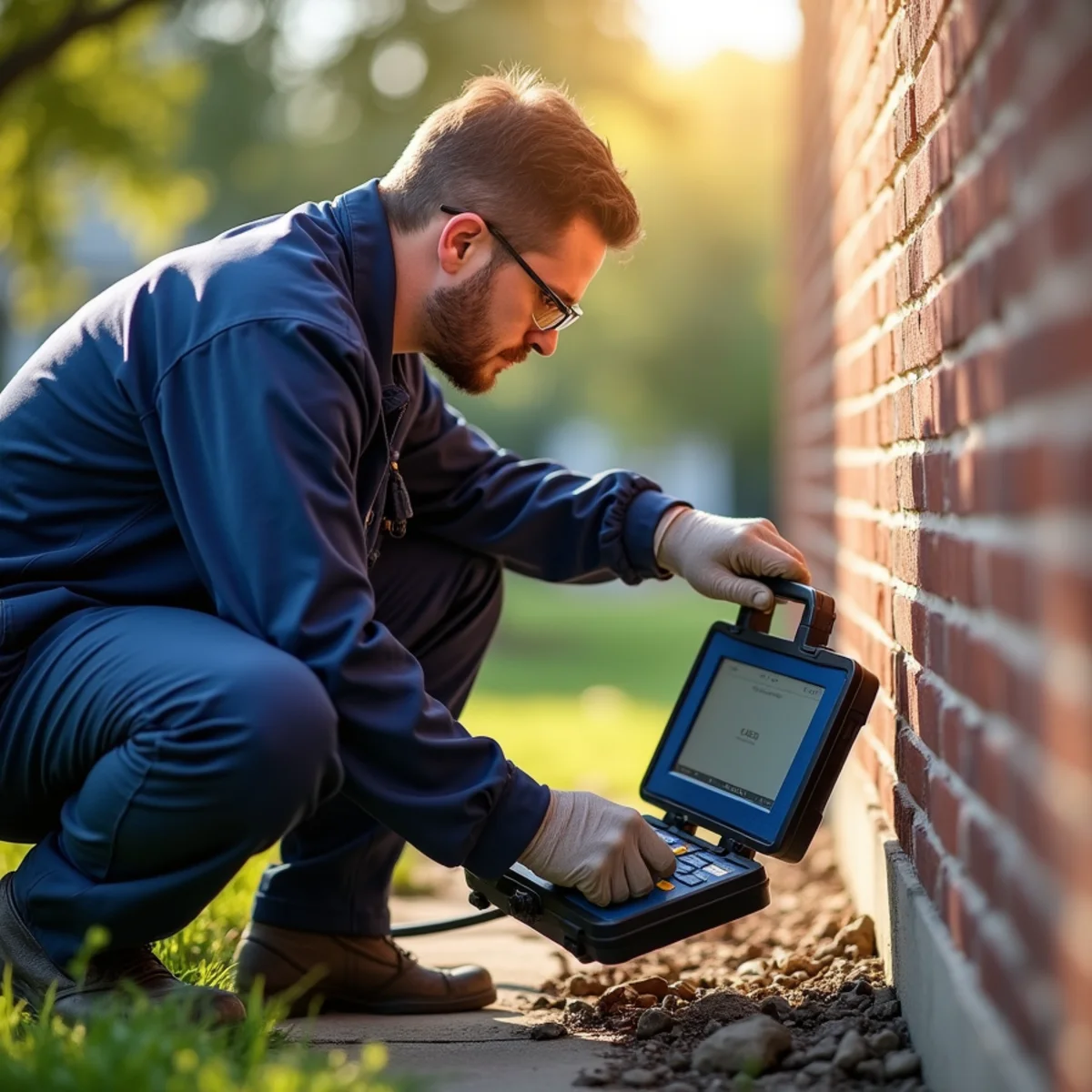 Technician performing exterior sewer diagnostic service in Homewood, IL