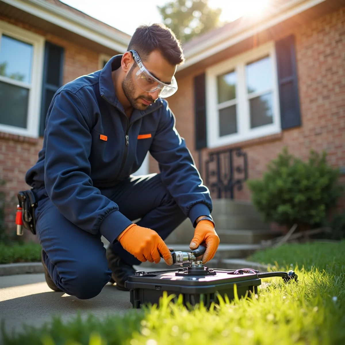 Technician performing exterior sewer diagnostic service in Park Forest, IL